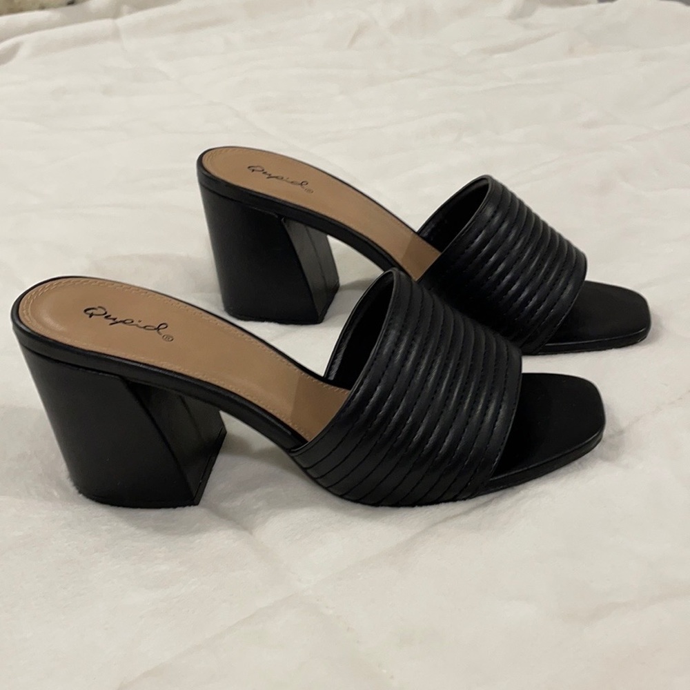 Quilted Black Mules